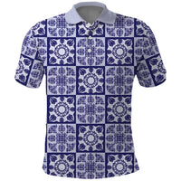 Polu Palaka Quilt Hawaii Polo Shirt Hawaiian Tropical Monstera Sea Turtle LT14 Blue - Polynesian Pride