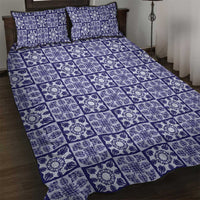 Polu Palaka Quilt Hawaii Quilt Bed Set Hawaiian Tropical Monstera Sea Turtle LT14 Blue - Polynesian Pride