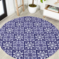 Polu Palaka Quilt Hawaii Round Carpet Hawaiian Tropical Monstera Sea Turtle LT14 Blue - Polynesian Pride