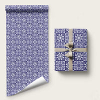 Polu Palaka Quilt Hawaii Wrapping Paper Hawaiian Tropical Monstera Sea Turtle LT14 58" × 23" Blue - Polynesian Pride