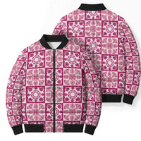Akala Palaka Quilt Hawaii Bomber Puffer Jacket Hawaiian Tropical Monstera Sea Turtle LT14 - Polynesian Pride