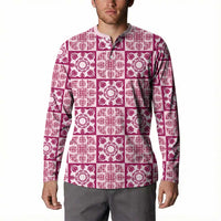 Akala Palaka Quilt Hawaii Button Sweatshirt Hawaiian Tropical Monstera Sea Turtle LT14 - Polynesian Pride