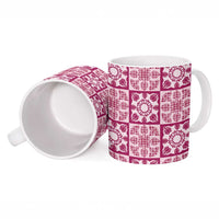 Akala Palaka Quilt Hawaii Ceramic Mug Hawaiian Tropical Monstera Sea Turtle LT14 - Polynesian Pride