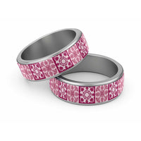 Akala Palaka Quilt Hawaii Classic Ring Hawaiian Tropical Monstera Sea Turtle LT14 Sliver Pink - Polynesian Pride