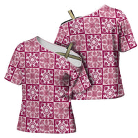 Akala Palaka Quilt Hawaii Cross Shoulder Shirt Hawaiian Tropical Monstera Sea Turtle LT14 - Polynesian Pride