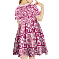 Akala Palaka Quilt Hawaii Kid Short Sleeve Dress Hawaiian Tropical Monstera Sea Turtle LT14 - Polynesian Pride