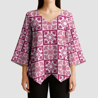 Akala Palaka Quilt Hawaii Kimono Sleeve Blouse Hawaiian Tropical Monstera Sea Turtle LT14 - Polynesian Pride