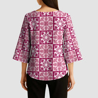 Akala Palaka Quilt Hawaii Kimono Sleeve Blouse Hawaiian Tropical Monstera Sea Turtle LT14 - Polynesian Pride