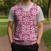 Akala Palaka Quilt Hawaii Christmas Knitted V-Neck Vest Hawaiian Tropical Monstera Sea Turtle LT14 - Polynesian Pride
