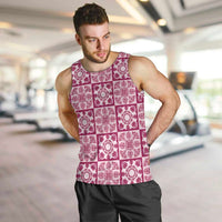 Akala Palaka Quilt Hawaii Men Tank Top Hawaiian Tropical Monstera Sea Turtle LT14 Pink - Polynesian Pride