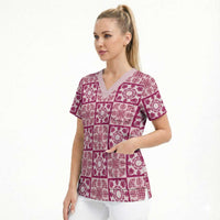 Akala Palaka Quilt Hawaii Scrub Top Hawaiian Tropical Monstera Sea Turtle LT14 - Polynesian Pride