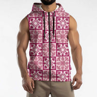 Akala Palaka Quilt Hawaii Sleeveless Zip Hoodie Hawaiian Tropical Monstera Sea Turtle