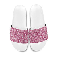 Akala Palaka Quilt Hawaii Slide Sandals Hawaiian Tropical Monstera Sea Turtle LT14 Pink - Polynesian Pride