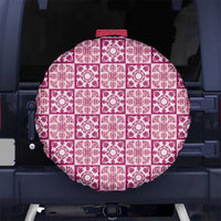 Akala Palaka Quilt Hawaii Spare Tire Cover Hawaiian Tropical Monstera Sea Turtle LT14 No hole Pink - Polynesian Pride