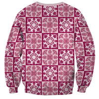 Akala Palaka Quilt Hawaii Sweatshirt Hawaiian Tropical Monstera Sea Turtle LT14 - Polynesian Pride