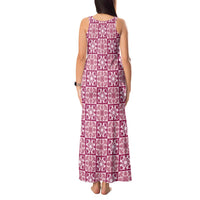 Akala Palaka Quilt Hawaii Tank Maxi Dress Hawaiian Tropical Monstera Sea Turtle LT14 - Polynesian Pride
