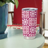 Akala Palaka Quilt Hawaii Tumbler Cup Hawaiian Tropical Monstera Sea Turtle LT14 - Polynesian Pride