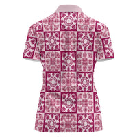 Akala Palaka Quilt Hawaii Women Polo Shirt Hawaiian Tropical Monstera Sea Turtle LT14 - Polynesian Pride