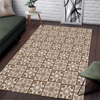 Beige Palaka Quilt Hawaii Area Rug Hawaiian Tropical Monstera Sea Turtle LT14 Beige - Polynesian Pride