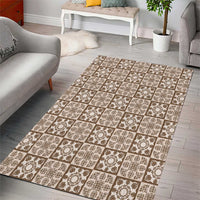 Beige Palaka Quilt Hawaii Area Rug Hawaiian Tropical Monstera Sea Turtle LT14 - Polynesian Pride