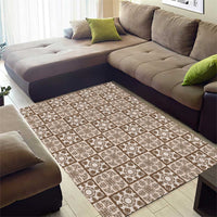 Beige Palaka Quilt Hawaii Area Rug Hawaiian Tropical Monstera Sea Turtle LT14 - Polynesian Pride