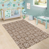 Beige Palaka Quilt Hawaii Area Rug Hawaiian Tropical Monstera Sea Turtle LT14 - Polynesian Pride