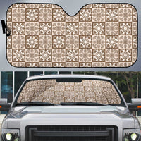 Beige Palaka Quilt Hawaii Auto Sun Shade Hawaiian Tropical Monstera Sea Turtle LT14 Beige - Polynesian Pride