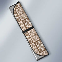 Beige Palaka Quilt Hawaii Auto Sun Shade Hawaiian Tropical Monstera Sea Turtle LT14 - Polynesian Pride