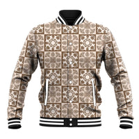 Beige Palaka Quilt Hawaii Baseball Jacket Hawaiian Tropical Monstera Sea Turtle LT14 Unisex Beige - Polynesian Pride