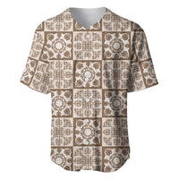 Beige Palaka Quilt Hawaii Baseball Jersey Hawaiian Tropical Monstera Sea Turtle LT14 Beige - Polynesian Pride