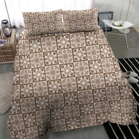 Beige Palaka Quilt Hawaii Bedding Set Hawaiian Tropical Monstera Sea Turtle LT14 - Polynesian Pride