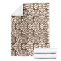 Beige Palaka Quilt Hawaii Blanket Hawaiian Tropical Monstera Sea Turtle LT14 - Polynesian Pride