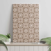 Beige Palaka Quilt Hawaii Canvas Wall Art Hawaiian Tropical Monstera Sea Turtle LT14 - Polynesian Pride