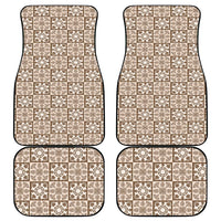 Beige Palaka Quilt Hawaii Car Mats Hawaiian Tropical Monstera Sea Turtle LT14 - Polynesian Pride