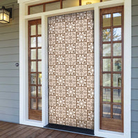 Beige Palaka Quilt Hawaii Door Cover Hawaiian Tropical Monstera Sea Turtle