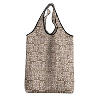 Beige Palaka Quilt Hawaii Grocery Bag Hawaiian Tropical Monstera Sea Turtle LT14 - Polynesian Pride