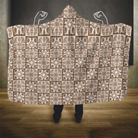 Beige Palaka Quilt Hawaii Hooded Blanket Hawaiian Tropical Monstera Sea Turtle LT14 - Polynesian Pride