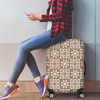 Beige Palaka Quilt Hawaii Luggage Cover Hawaiian Tropical Monstera Sea Turtle LT14 - Polynesian Pride