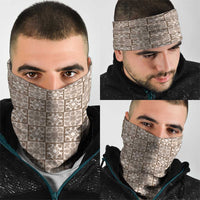 Beige Palaka Quilt Hawaii Neck Gaiter Hawaiian Tropical Monstera Sea Turtle LT14 - Polynesian Pride