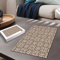 Beige Palaka Quilt Hawaii Puzzle Hawaiian Tropical Monstera Sea Turtle LT14 - Polynesian Pride