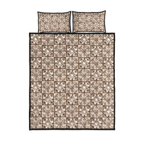 Beige Palaka Quilt Hawaii Quilt Bed Set Hawaiian Tropical Monstera Sea Turtle LT14 - Polynesian Pride