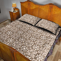 Beige Palaka Quilt Hawaii Quilt Bed Set Hawaiian Tropical Monstera Sea Turtle LT14 - Polynesian Pride