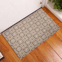 Beige Palaka Quilt Hawaii Rubber Doormat Hawaiian Tropical Monstera Sea Turtle LT14 - Polynesian Pride