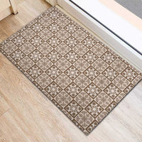 Beige Palaka Quilt Hawaii Rubber Doormat Hawaiian Tropical Monstera Sea Turtle LT14 - Polynesian Pride