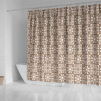 Beige Palaka Quilt Hawaii Shower Curtain Hawaiian Tropical Monstera Sea Turtle LT14 - Polynesian Pride