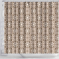 Beige Palaka Quilt Hawaii Shower Curtain Hawaiian Tropical Monstera Sea Turtle LT14 - Polynesian Pride