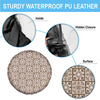 Beige Palaka Quilt Hawaii Spare Tire Cover Hawaiian Tropical Monstera Sea Turtle LT14 - Polynesian Pride