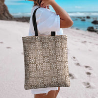 Beige Palaka Quilt Hawaii Tote Bag Hawaiian Tropical Monstera Sea Turtle LT14 - Polynesian Pride