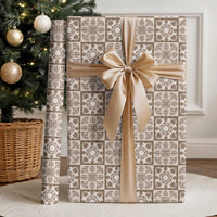 Beige Palaka Quilt Hawaii Wrapping Paper Hawaiian Tropical Monstera Sea Turtle LT14 - Polynesian Pride