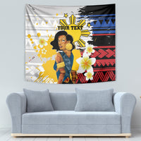 Personalised Philippines Women's Day Tapestry Filipino Golden Sun With Polynesian Pattern